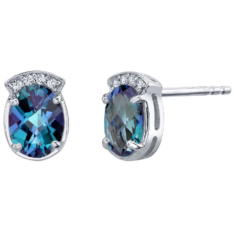 women’s colorful stud earrings-Sterling Silver 3.25ct Created Sapphire Oval Stud Earrings