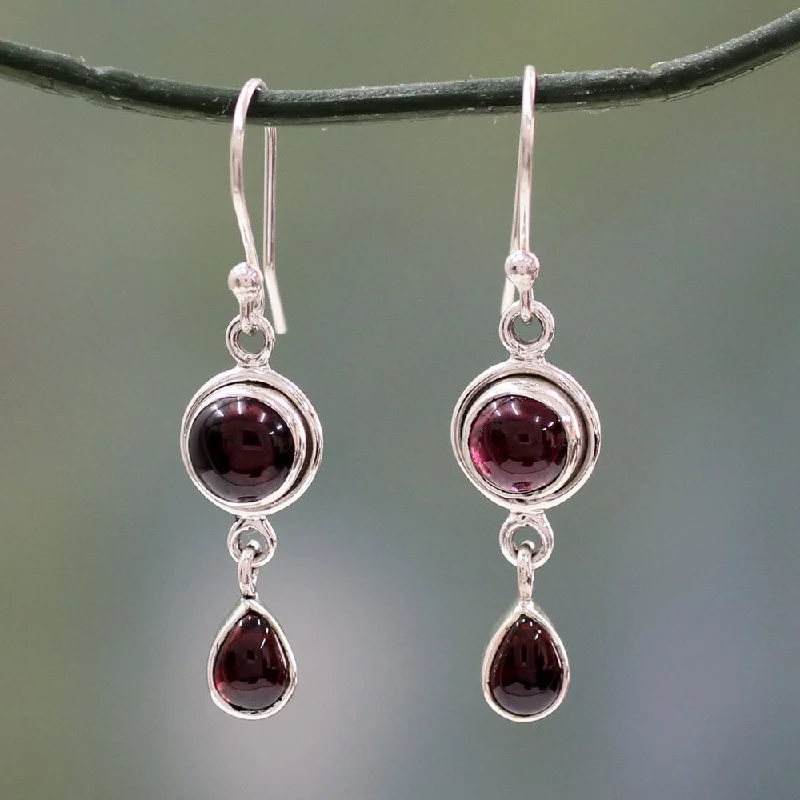 men’s stud earrings-Sterling Silver 'Crimson Glow' Garnet Earrings