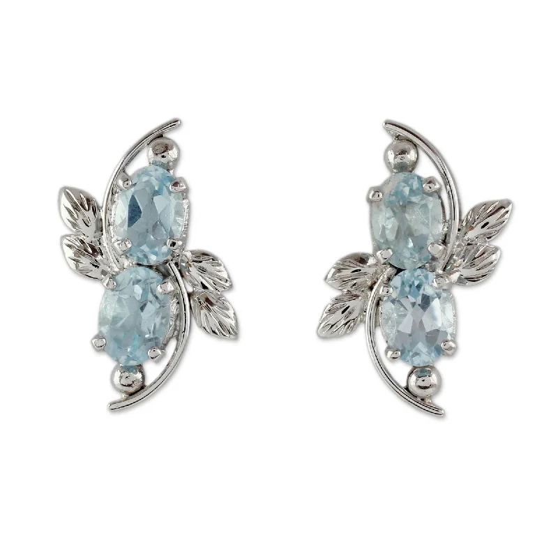 diamond stud earrings-Sterling Silver 'Elegant Azure' Topaz Earrings