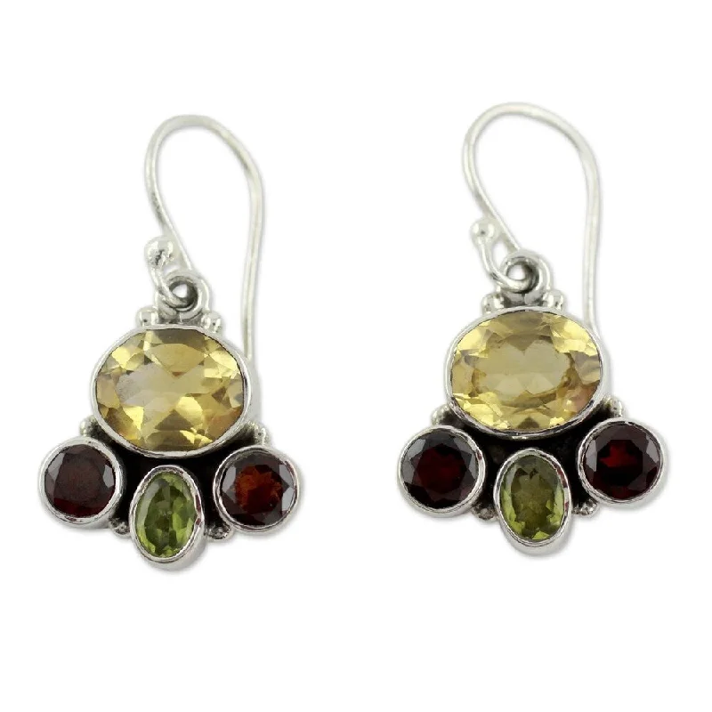 stud earrings with opal-Sterling Silver 'Harmony' Garnet and Citrine Earrings