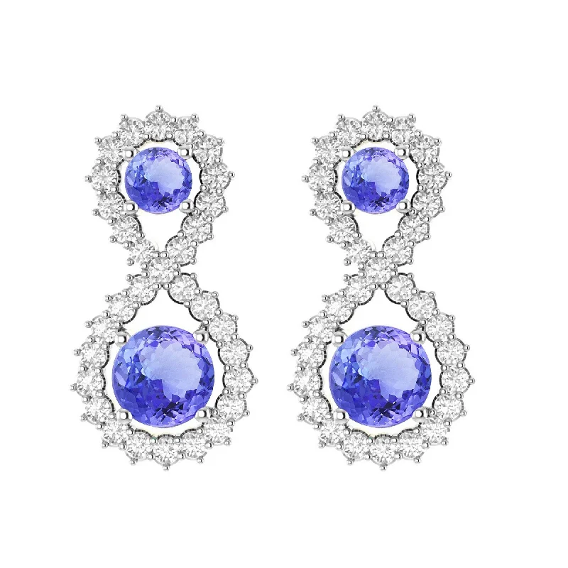 trendy stud earrings-Sterling Silver with Natural Tanzanite and White Topaz Drop Earring