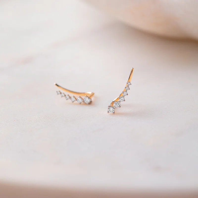 zirconia stud earrings-Stylish Diamond Climber Earrings