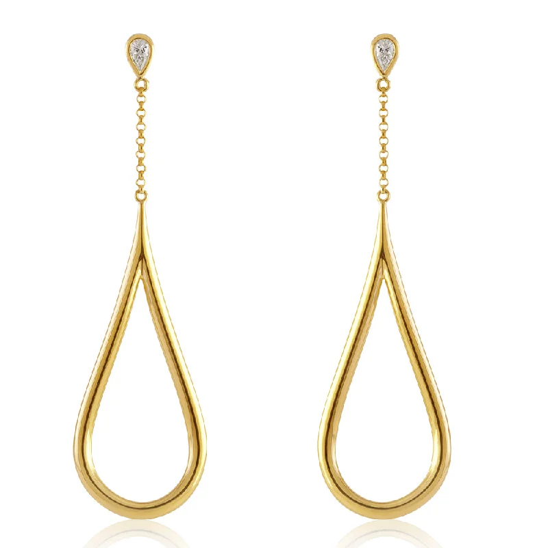 men’s stainless steel stud earrings-18K Yellow Gold Teardrop Glamour Earrings