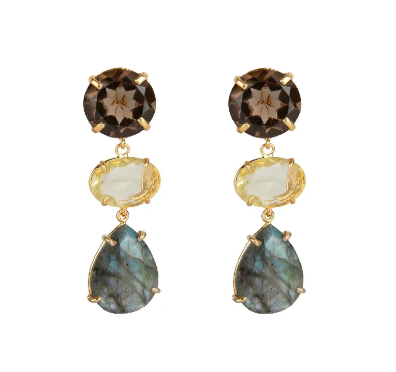 crystal stud earrings for women-Three Stone Drop