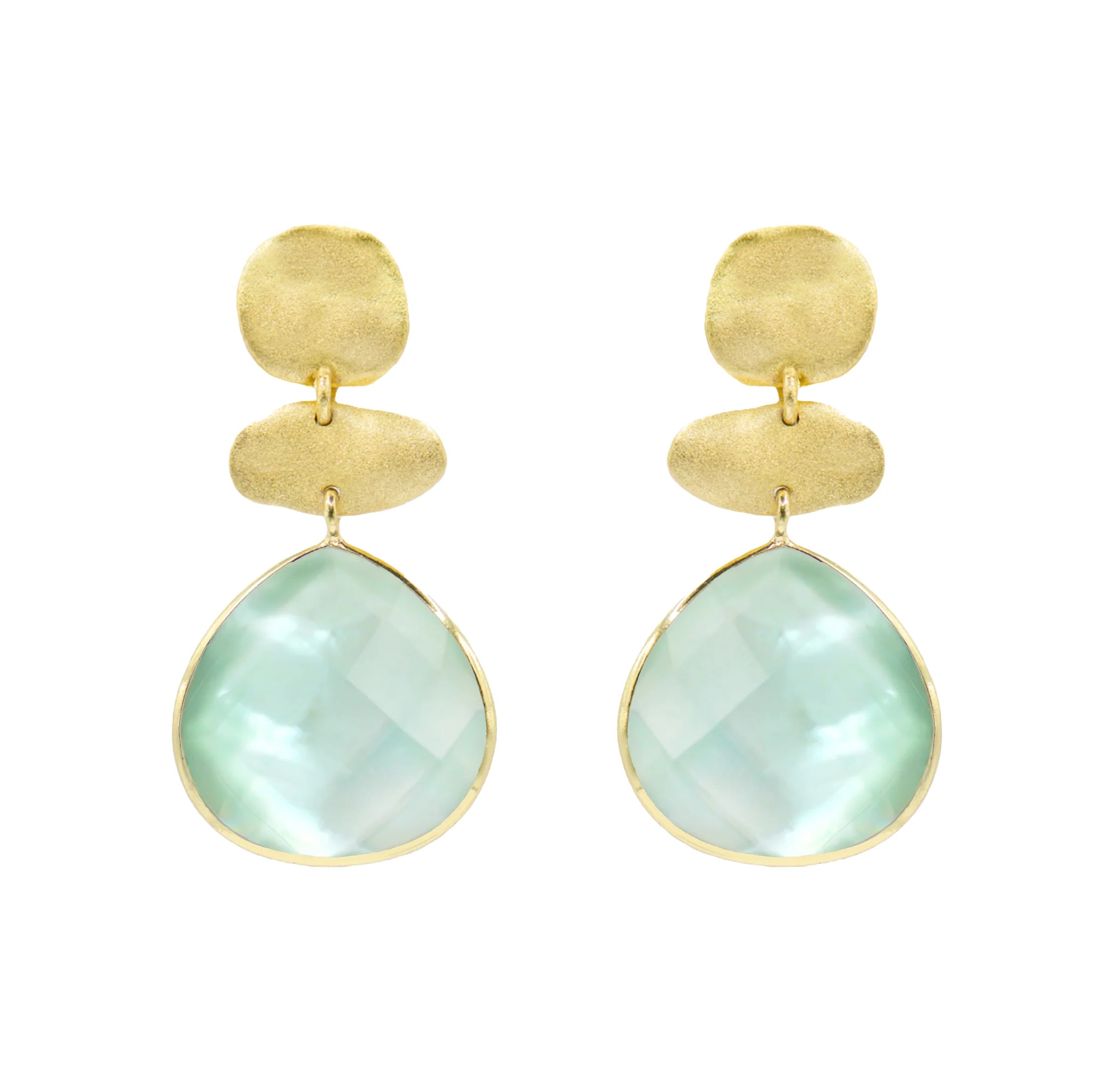 gold stud earrings with pearls-Tiara Drop Aqua