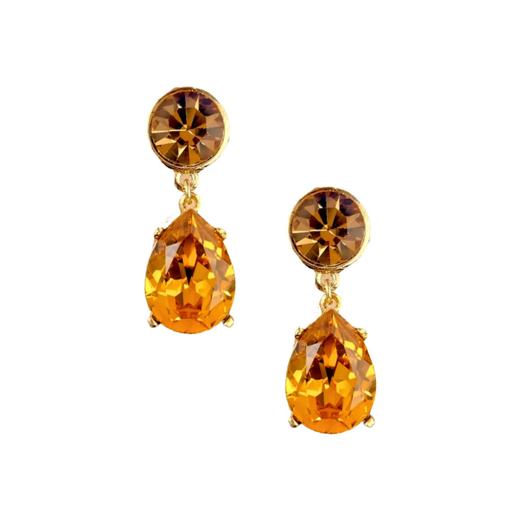 luxury stud earrings-Topaz Teardrop Pierced