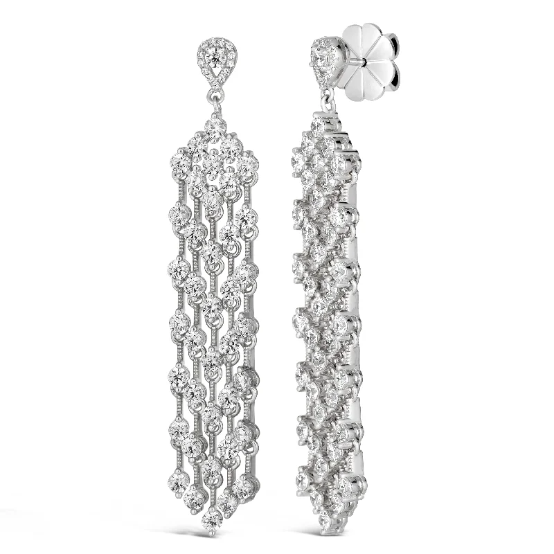 silver stud earrings for women-Tribeca Diamond Chandelier Earrings