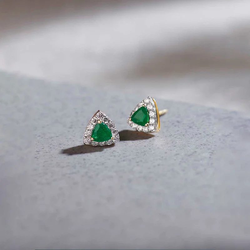 gold plated stud earrings-Trillion Small Diamond Earrings