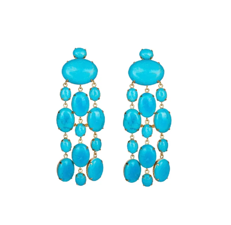 bold stud earrings for women-Turquoise Statement Drop