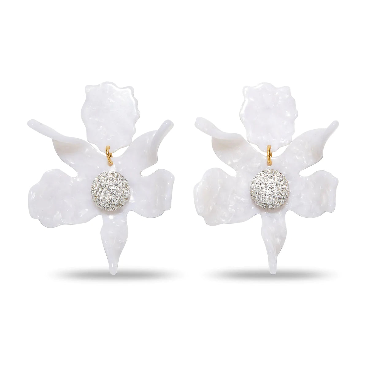 designer diamond stud earrings-White Crystal Lily