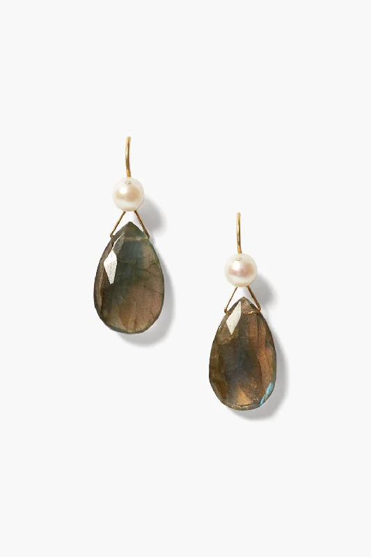 gold stud earrings for gifts-Yasmine Pearl Earrings Labradorite