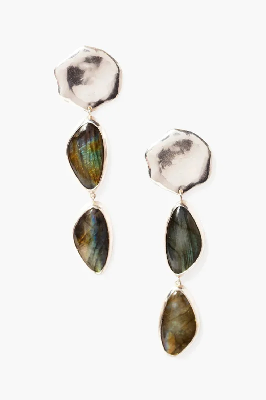 hoop and stud earrings set-Yasmine Tiered Earrings Labradorite