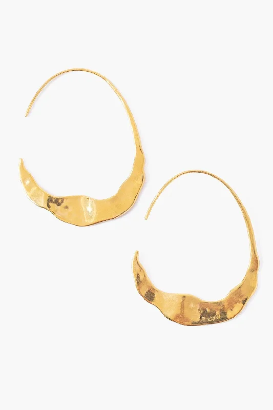 stainless steel stud earrings-Gold Crescent Moon Hoops